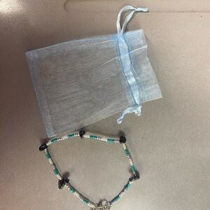 Elegant Beaded anklet with Black and Turquoise Accents
